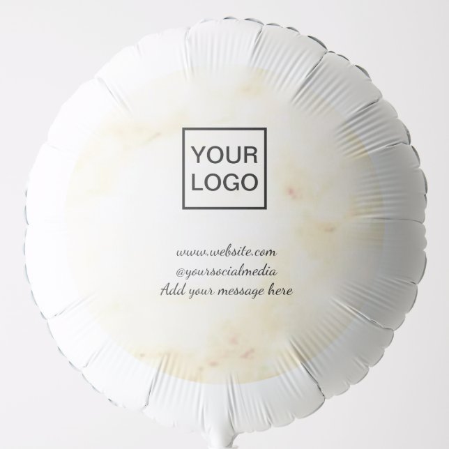 Your logo here white simple minimal PINK MARBLE   Balloon (Front)