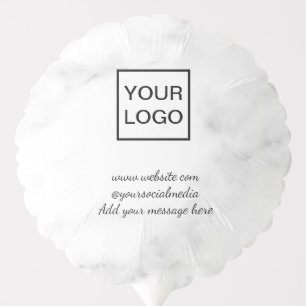 Your logo here white simple minimal PINK MARBLE Balloon