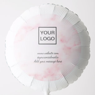 Your logo here white simple minimal PINK MARBLE Balloon