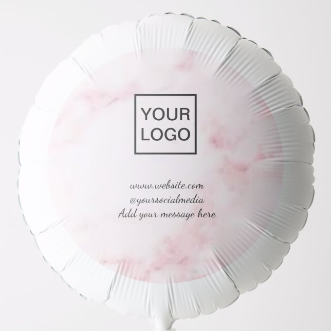 Your logo here white simple minimal PINK MARBLE    Balloon (Front)