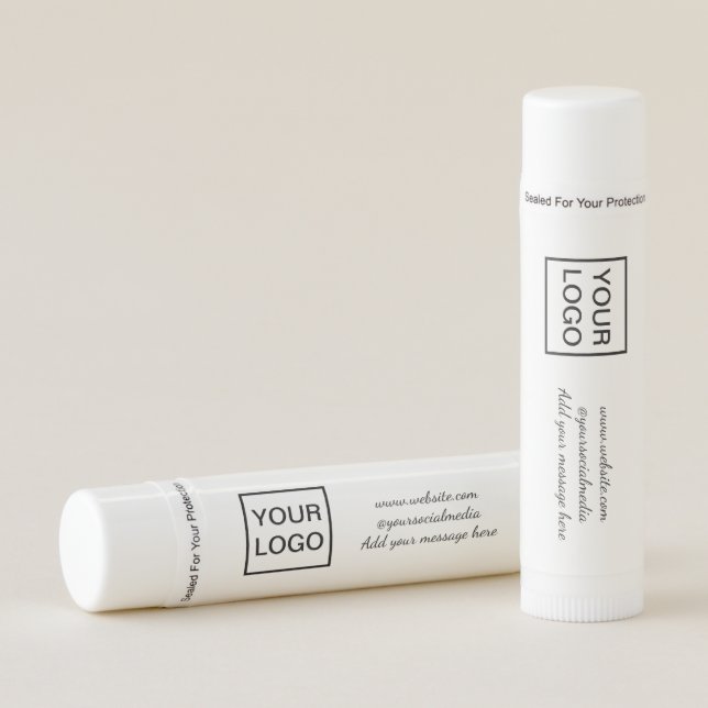 Your logo here white simple minimal PINK MARBLE    Lip Balm (Front)