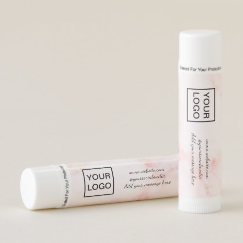 Your logo here white simple minimal PINK MARBLE    Lip Balm