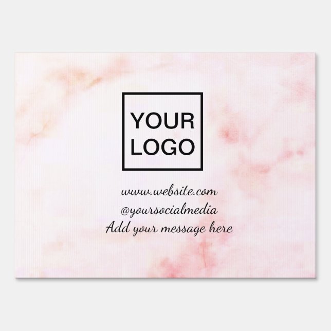 Your logo here white simple minimal PINK MARBLE  S Sign (Front)