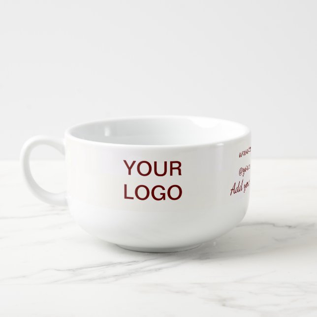 Your logo here white simple minimal PINK MARBLE    Soup Mug (Right)