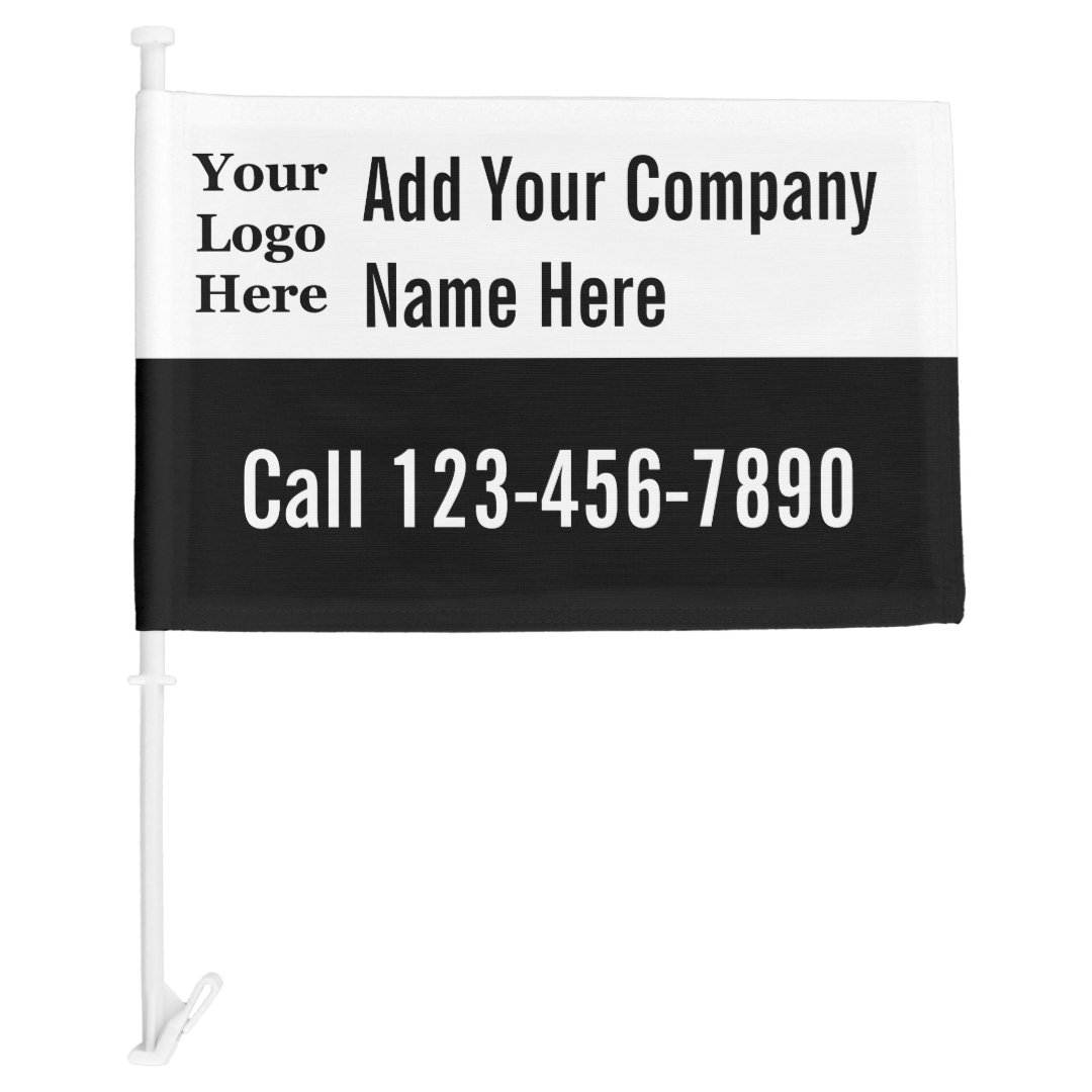 your-logo-here-with-company-phone-number-car-flag-zazzle