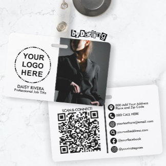 Your Logo & Image Minimalist Modern QR Code Badge