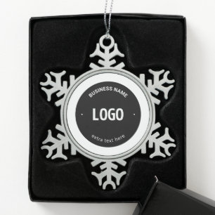 Your Logo, Image or Design & Editable Text Snowflake Pewter Christmas Ornament
