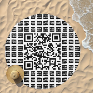 Your Logo/Image Tiled & Editable Scannable QR code Beach Towel