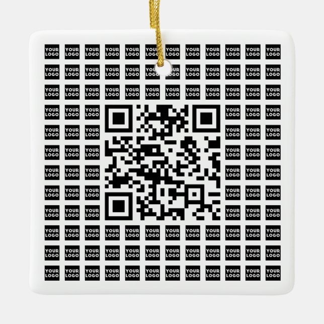 Your Logo/Image Tiled & Editable Scannable QR code Ceramic Ornament (Front)