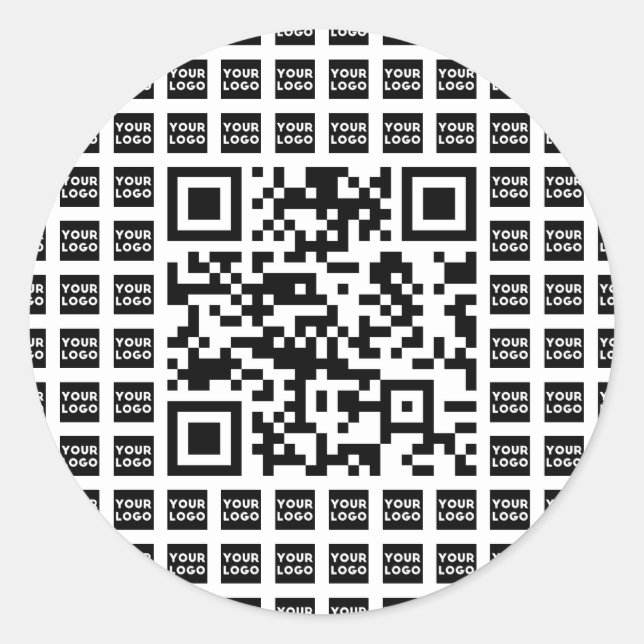 Your Logo/Image Tiled & Editable Scannable QR code Classic Round Sticker (Front)