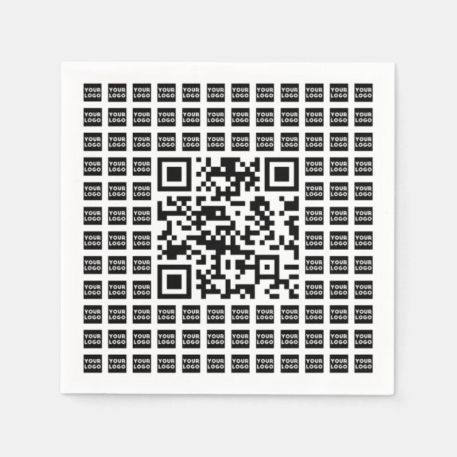 Your Logo/Image Tiled & Editable Scannable QR code Napkins (Front)