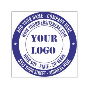 Your Logo Info Address Color Round Stamp Template