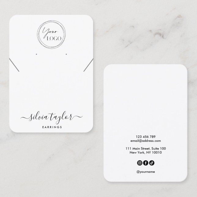 Your logo jewellery necklace earring display card (Front/Back)