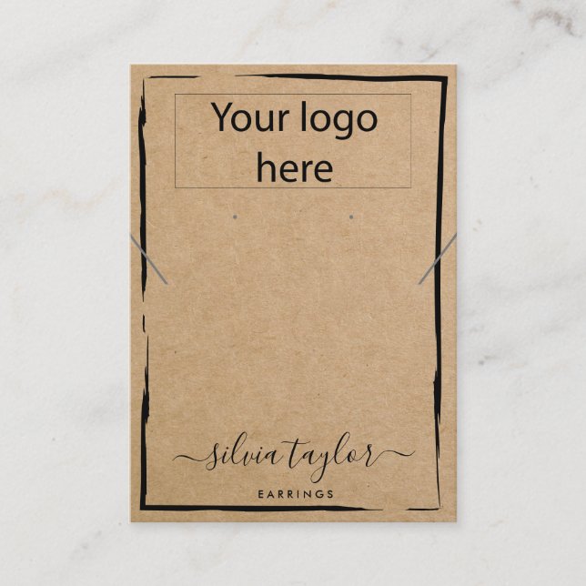 Your logo jewellery necklace earring display card (Front)