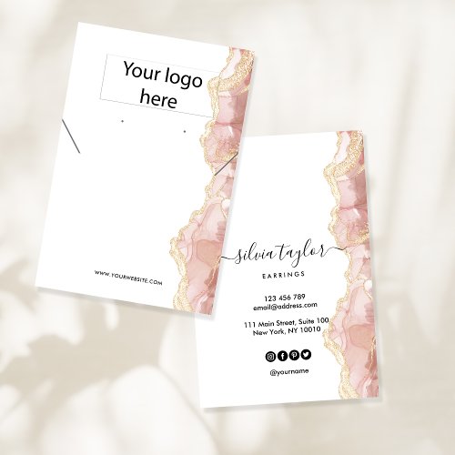 Your logo jewellery necklace earring display card