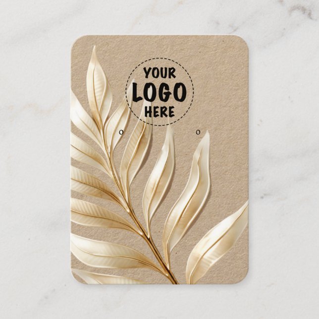 Your Logo Kraft Gold Leaf Earring Card Large (Front)