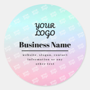 Your Logo + Logo Pattern & Colorful Ombre Classic Round Sticker