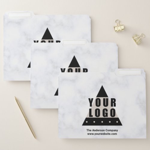 Your Logo Marble Chic Modern Custom Decorative File Folder