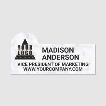 Your Logo Marble Cool Modern Company Website Name Tag by ArtfulDesignsByVikki at Zazzle