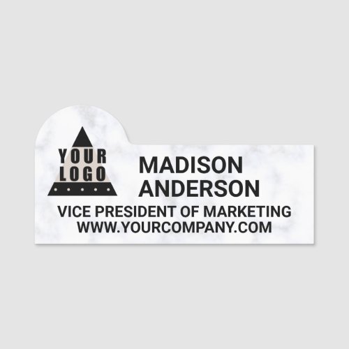 Your Logo Marble Cool Modern Company Website Name Tag