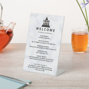 Your Logo Marble Promo Price List 1 Column Small Pedestal Sign