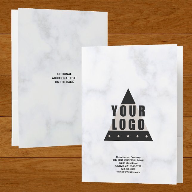 Your Logo Marble Simple Modern Marketing Promo Pocket Folder (Creator Uploaded)