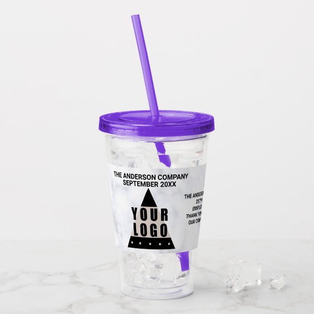 Your Logo Marble Simple Modern Promotional Acrylic Tumbler (Front Ice)