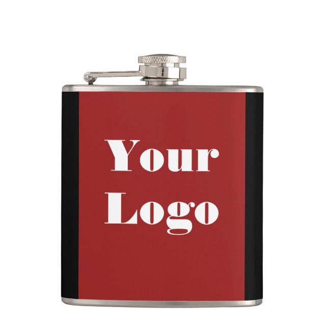 Your Logo Maroon Black  Flask (Front)