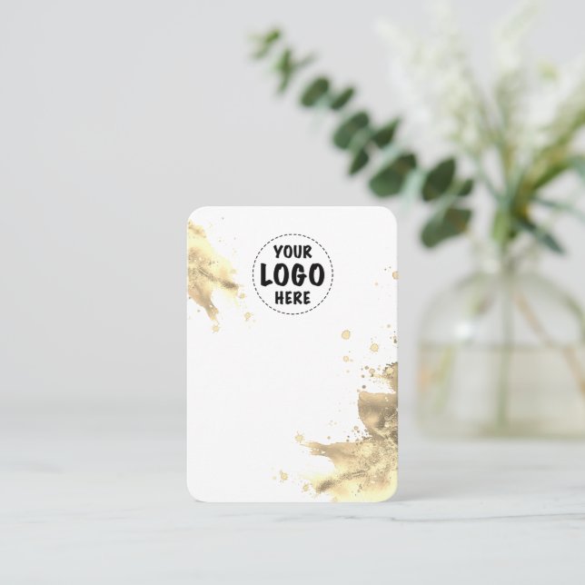 Your Logo Metallic Splash Earring Card Large White (Standing Front)
