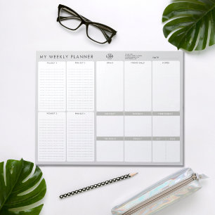 Your Logo Minimalist Simple Undated Weekly Planner Notepad