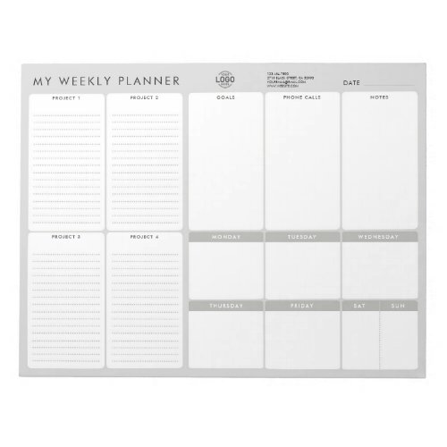 Your Logo Minimalist Simple Undated Weekly Planner Notepad