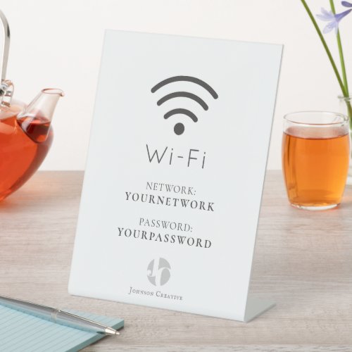 Your Logo Minimalist White Wi_Fi Pedestal Sign