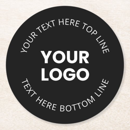 Your Logo Minimalistic Style Round Paper Coaster