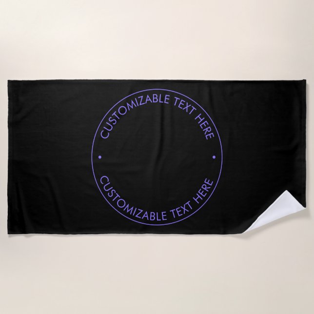 Your Logo & Modern Blue & Purple Ombre Gradient Beach Towel (Front)