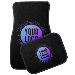 Your Logo & Modern Blue & Purple Ombre Gradient Car Floor Mat