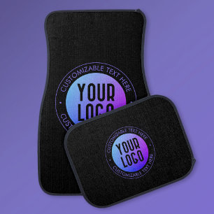 Your Logo & Modern Blue & Purple Ombre Gradient Car Floor Mat