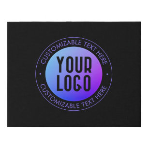 Your Logo & Modern Blue & Purple Ombre Gradient Faux Canvas Print