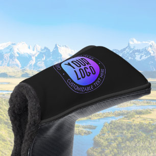 Your Logo & Modern Blue & Purple Ombre Gradient Golf Head Cover