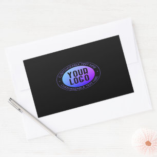 Your Logo & Modern Blue & Purple Ombre Gradient Rectangular Sticker