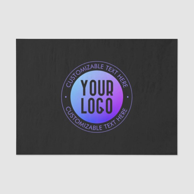 Your Logo & Modern Blue & Purple Ombre Gradient Tissue Paper (Front)
