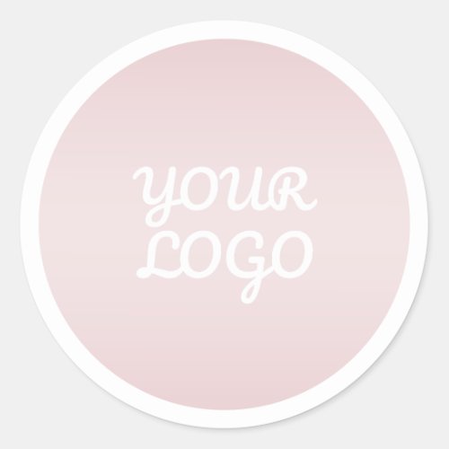 Your Logo  Modern Blush Pink Ombre White Border Classic Round Sticker