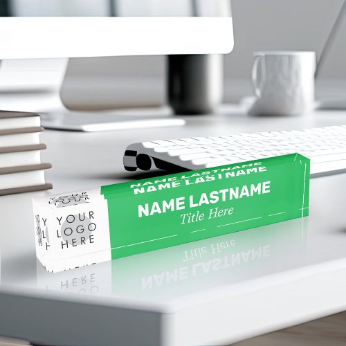 Your Logo Modern Bold Name Title Simple Green Desk Name Plate