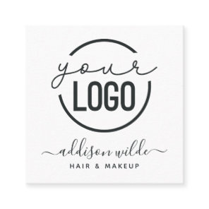 Your Logo Modern Chic Minimal Simple White Square Business Card