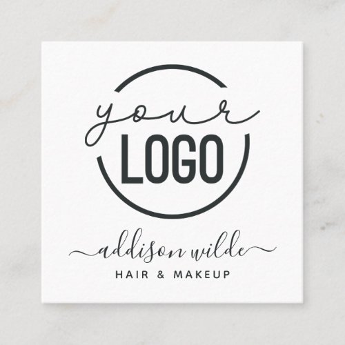 Your Logo Modern Chic Minimal Simple White Square Square Business Card