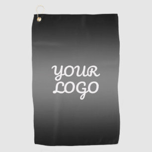 Your Logo & Modern Dark Grey Editable Color Ombre Golf Towel