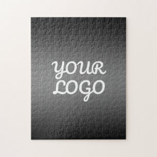 Your Logo & Modern Dark Grey Editable Color Ombre Jigsaw Puzzle