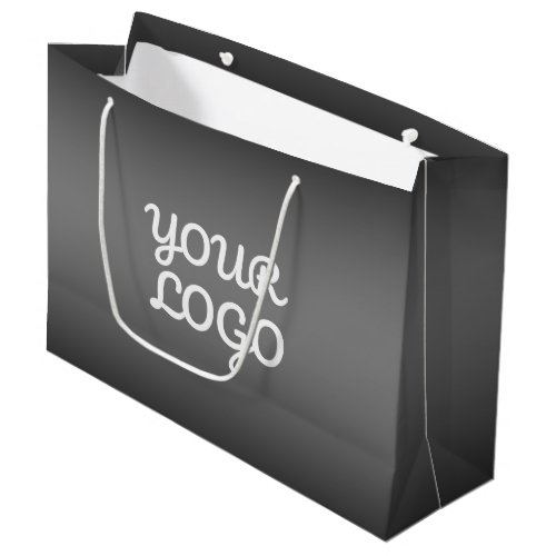 Your Logo  Modern Dark Grey Editable Color Ombre Large Gift Bag