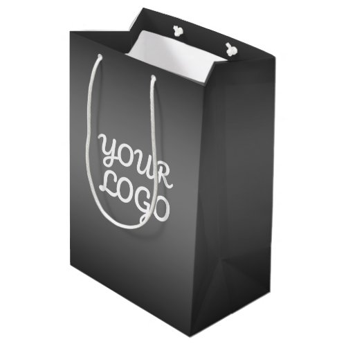 Your Logo  Modern Dark Grey Editable Color Ombre Medium Gift Bag
