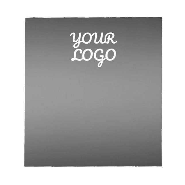 Your Logo & Modern Dark Grey Editable Color Ombre Notepad (Front)