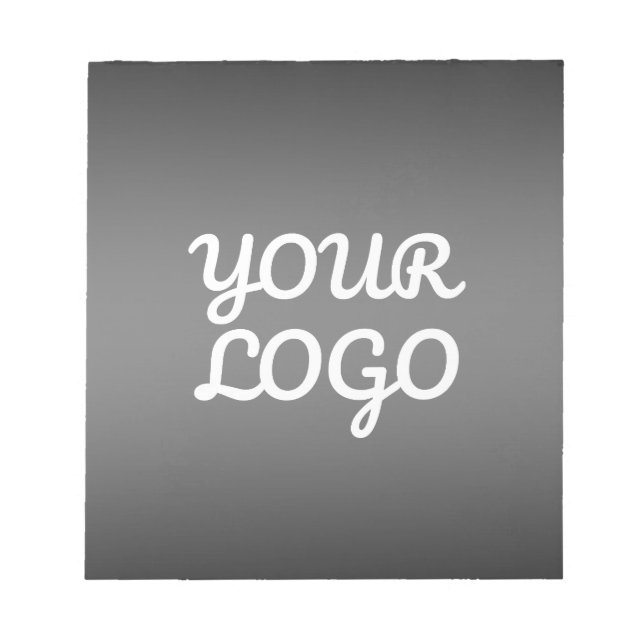 Your Logo & Modern Dark Grey Editable Color Ombre Notepad (Front)